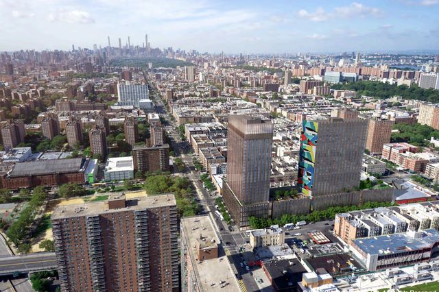 A One45 rendering of the complex proposal in Central Harlem.